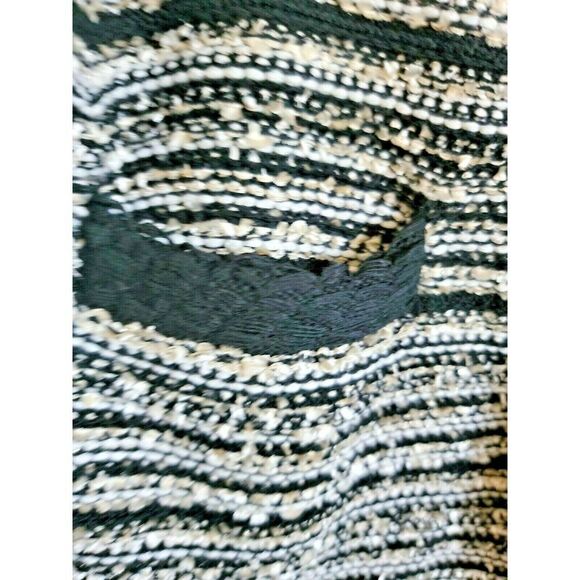 Chico's‎ Black Label Cardigan Cable Knit Size 2 (12/14 L) Blk/Wht/Gold Striped - Picture 5 of 8